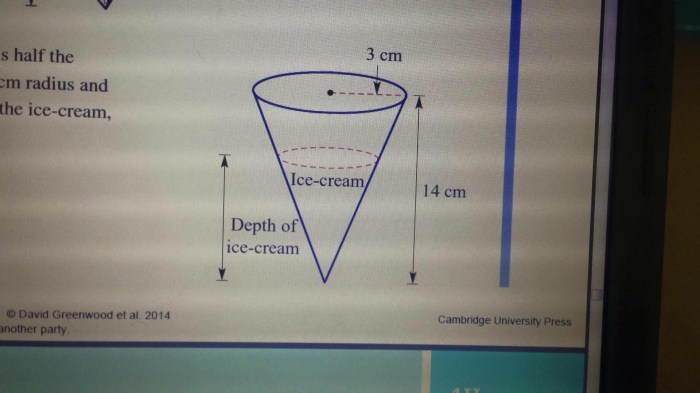 A cone has a diameter of 3 inches