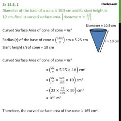 A cone has a diameter of 3 inches