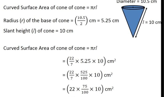 A cone has a diameter of 3 inches