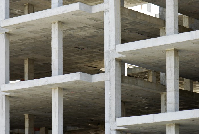 A concrete highway is built of slabs