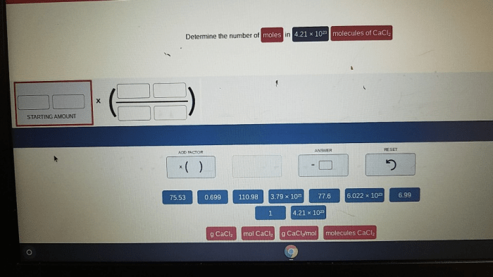 Cacl2 molecules moles