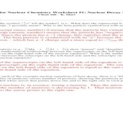 Nuclear chemistry worksheet 1 answer key