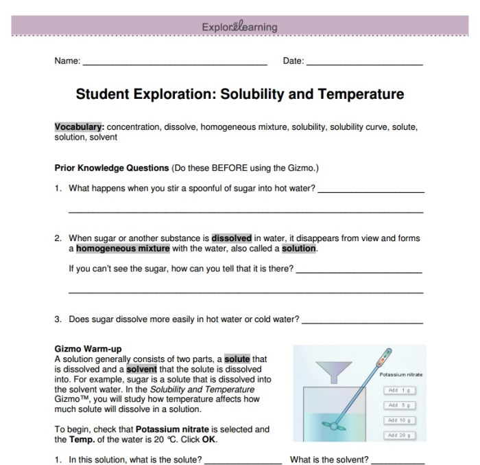 Solubility and temperature gizmo answer key