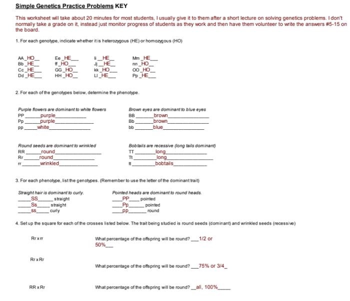 Ap biology genetics practice problems answers pdf