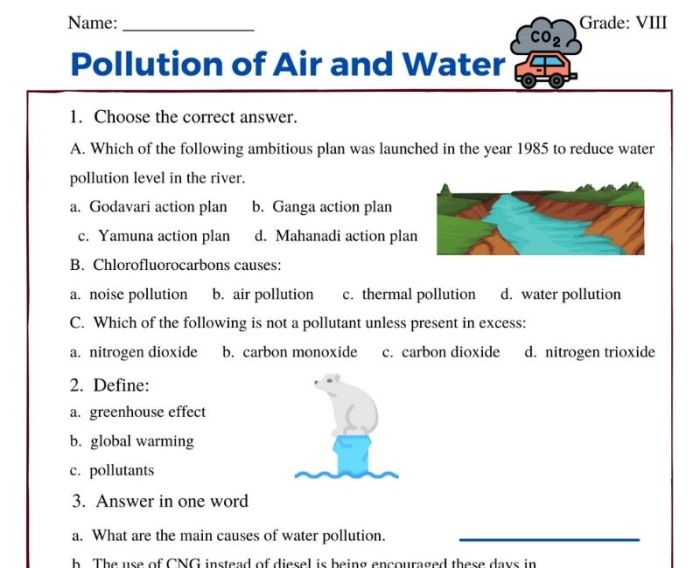 Water pollution scenario worksheet answer key