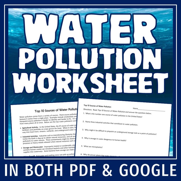 Water pollution scenario worksheet answer key